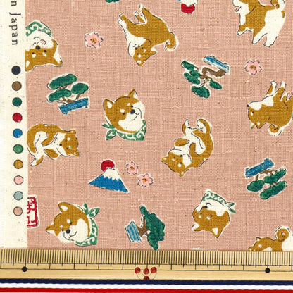 [Quantity starting from 5] Fabric "Dobby Shiba Inu Pink YKA-31060-2B" KOKKA