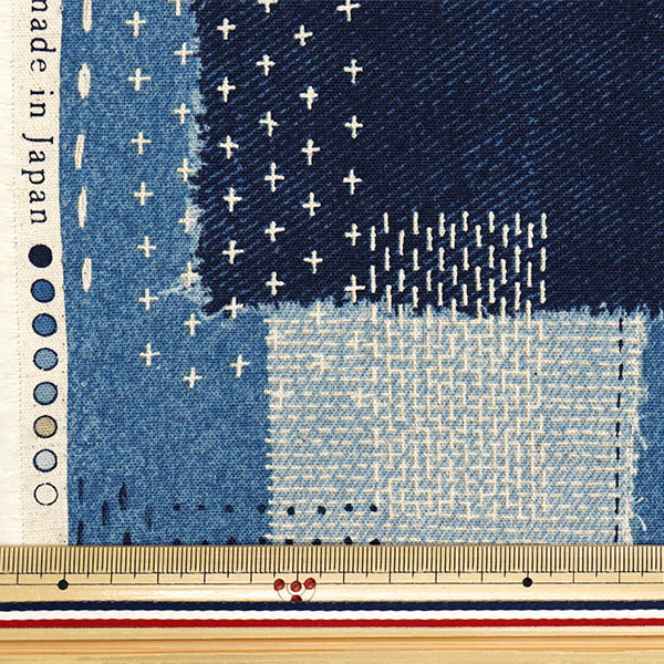 [Quantité à partir de 5] Tissu "Toile en lin en coton" SashikoTweeterpatchwork Denim Navy YGA-81000-1B" KOKKA