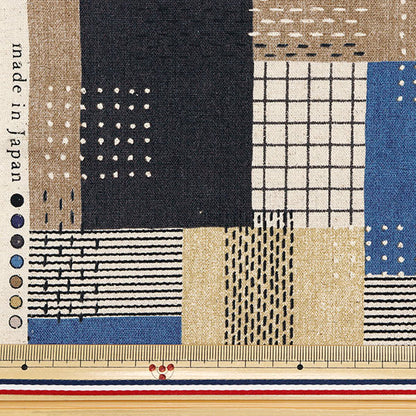 [الكمية تبدأ من 5] الأقمشة "قماش الكتان القطني" ساشيكوسقسقةخياطة اللحف Beige x Blue YGA-81000-2e" KOKKA