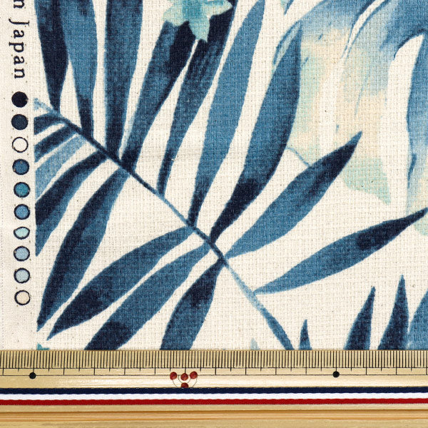 [Menge ab 5] Stoff "Prepella Resort Aquarellblatt Blau YGA-81010-1b" KOKKA