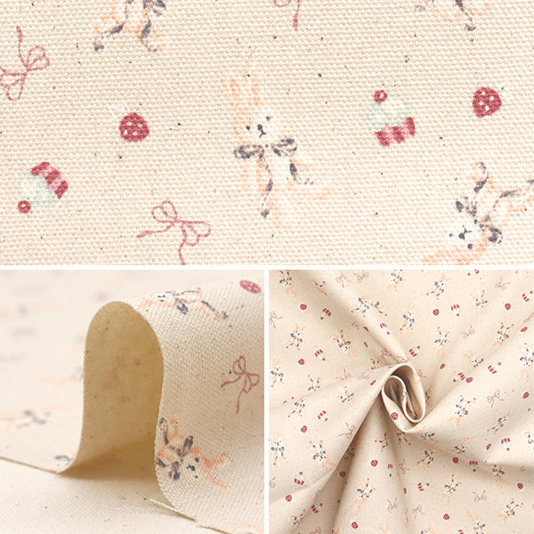 [Cantidad a partir de 5] Tela 『Oxford Conejo chibipuri kinari yka-31120-1a" KOKKA