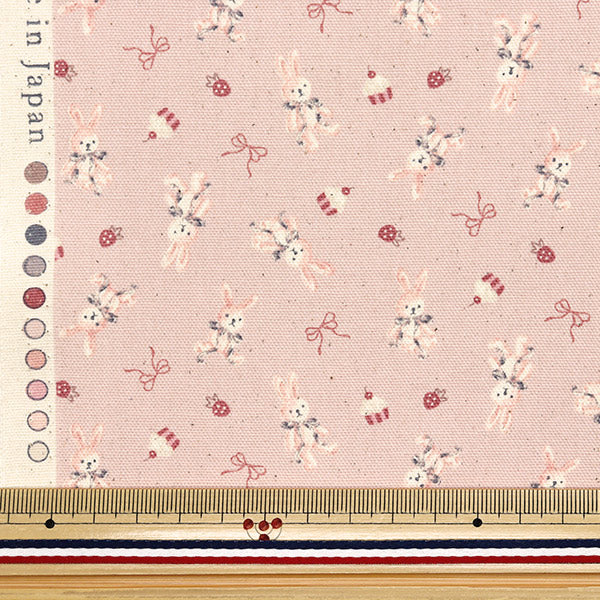 [Cantidad a partir de 5] Tela 『Oxford Chibi Puri Rabbit Pink YKA-31120-1b" KOKKA
