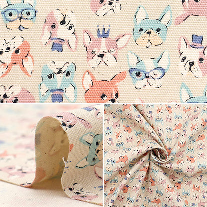 [Quantity starting from 5] Fabric 『Oxford Chibi Puri French Bulldog Kinari YKA-31120-2A" KOKKA