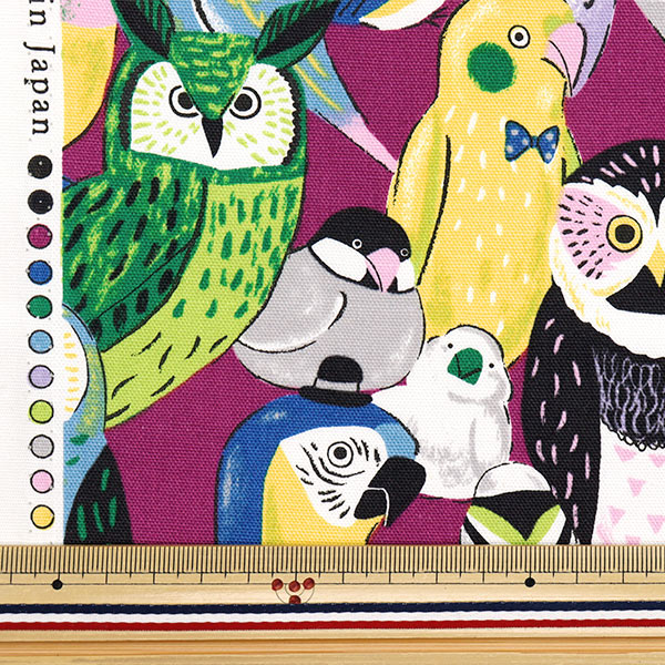 【数量5起】 織物 『牛津布 强大的动物鸟紫色YGA-81050-2C" KOKKA