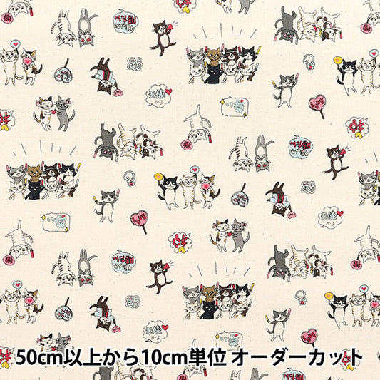 [الكمية تبدأ من 5] الأقمشة 『الأغطية قطط مضحكة التلبيدCat Kinari YKA-31050-1A" KOKKA