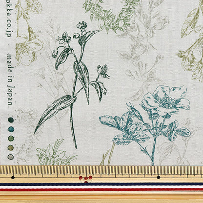 【数量5から】 生地 『綿麻シーチング ナチュラルガーデン グリーン YGA-81070-1D』 KOKKA コッカ