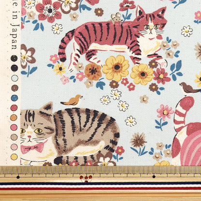 [Menge ab 5] Stoff 『Oxford Mächtige Tierkatze Blumensaxophon YGA-81050-1c" KOKKA