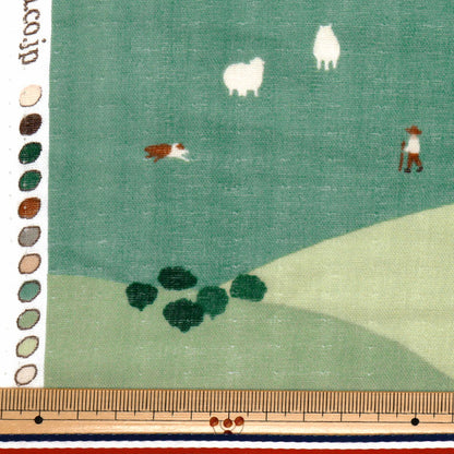 【数量5から】 生地 『MUDDY WORKS(マディワークス) Wガーゼ Farm ブルーグリーン EKX-140-A』 KOKKA コッカ