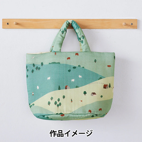 【数量5から】 生地 『MUDDY WORKS(マディワークス) Wガーゼ Farm ブルーグリーン EKX-140-A』 KOKKA コッカ