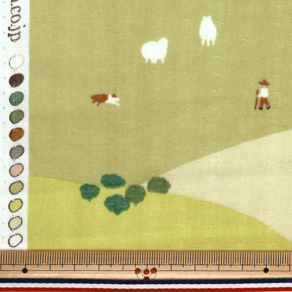 【数量5から】 生地 『MUDDY WORKS(マディワークス) Wガーゼ Farm イエローグリーン EKX-140-B』 KOKKA コッカ