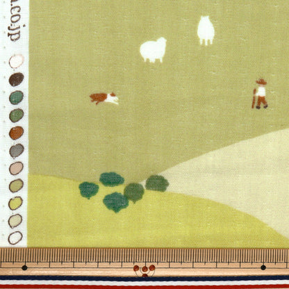 【数量5から】 生地 『MUDDY WORKS(マディワークス) Wガーゼ Farm イエローグリーン EKX-140-B』 KOKKA コッカ