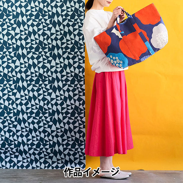 [Quantità a partire da 5] Tessuto "ECHINO Cloud Flower Cotton Linen Linen Canvas Navy EKX-98120-20C" KOKKA