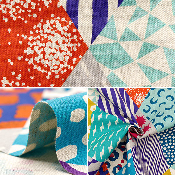 [Quantité à partir de 5] Tissu "Echino Rhombus Coton et toile de lin Multi Ekx-98120-22A" KOKKA