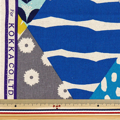 [Количество, начиная с 5] Ткань "Echino Rhombus Cotton Linen Canvas Blue EKX-98120-22B" KOKKA