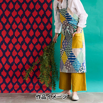 [Количество, начиная с 5] Ткань "Echino Rhombus Cotton Linen Canvas Blue EKX-98120-22B" KOKKA