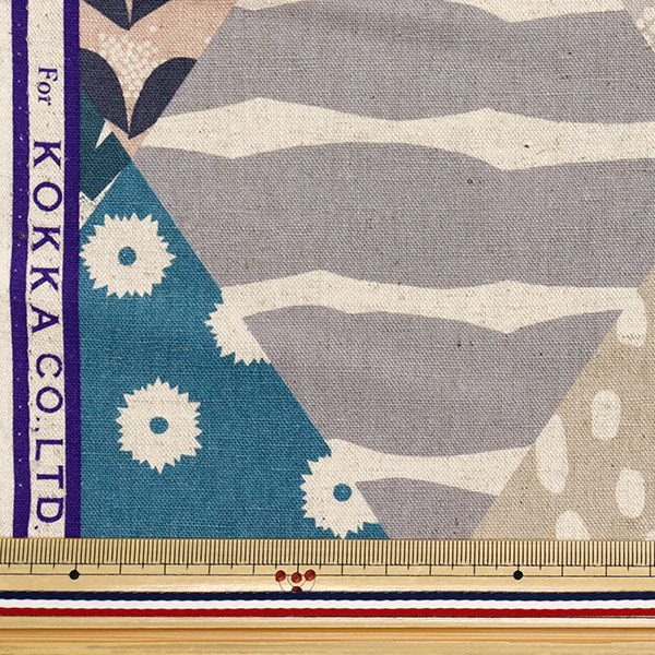 [Cantidad a partir de 5] Tela "Echino Rombus de algodón lino beige Ekx-98120-22C" KOKKA