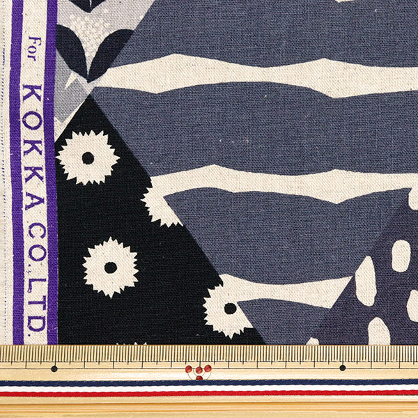 [Количество, начиная с 5] Ткань "Echino Rhombus Cotton Lenen Canvas Black Ekx-98120-22d" KOKKA