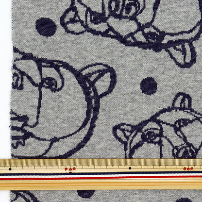 【数量5から】 生地 『HAyU ニットジャガード BEAR ダークグレー EGX-7715-1A』 KOKKA コッカ