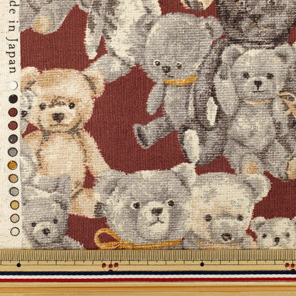 [Quantité à partir de 5] Tissu "toile de lin et coton GobelinOurs en peluche imprimé style YGA-86010-1C” KOKKA