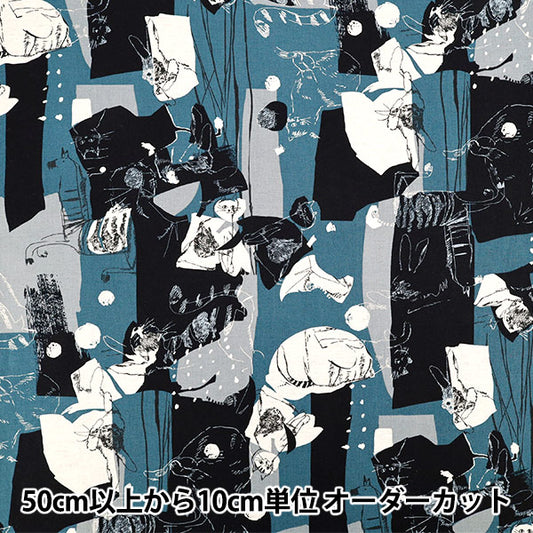 [Количество, начиная с 5] Ткань "Хлопок и льня"Простыни Artcat Blue YGA-86030-1A" KOKKA