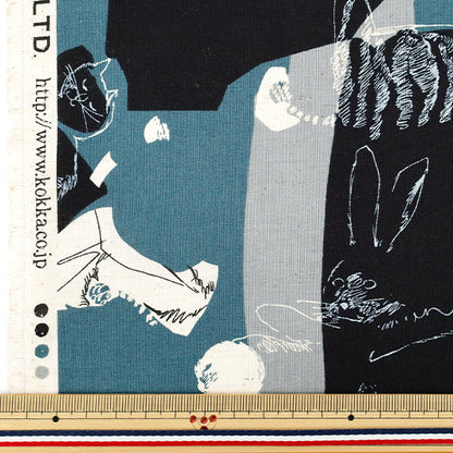 [Quantité à partir de 5] Tissu "Coton et lin"siège Artcat bleu yga-86030-1a" KOKKA