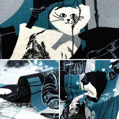 [Quantité à partir de 5] Tissu "Coton et lin"siège Artcat bleu yga-86030-1a" KOKKA