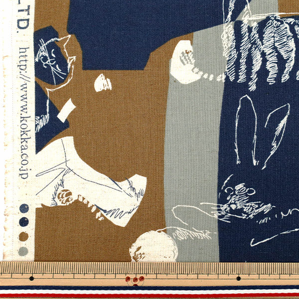 [Quantità a partire da 5] Tessuto "Cotone e lino"fogli Artcat Brown YGA-86030-1B" KOKKA