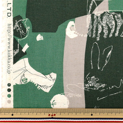 [Quantity starting from 5] Fabric "Cotton and linen"Sheeting ArtCAT Green YGA-86030-1C" KOKKA