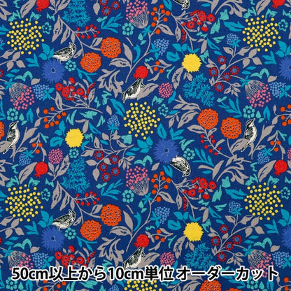 [Quantità a partire da 5] Tessuto "Linen di cotone Echinofogli Murmur Navy EKX-98130-31C" KOKKA