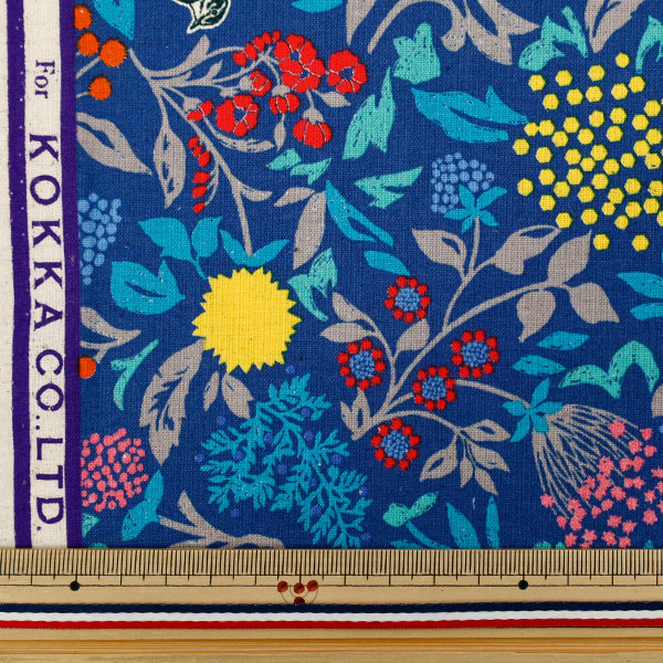 [Quantità a partire da 5] Tessuto "Linen di cotone Echinofogli Murmur Navy EKX-98130-31C" KOKKA