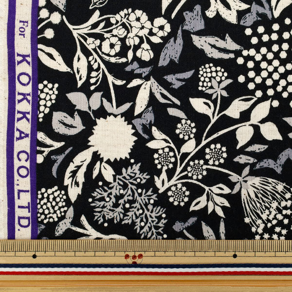 [Quantità a partire da 5] Tessuto "Linen di cotone Echinofogli Murmur Black EKX-98130-31d" KOKKA