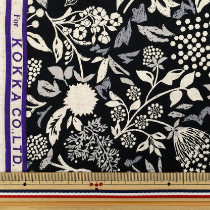 [Quantità a partire da 5] Tessuto "Linen di cotone Echinofogli Murmur Black EKX-98130-31d" KOKKA