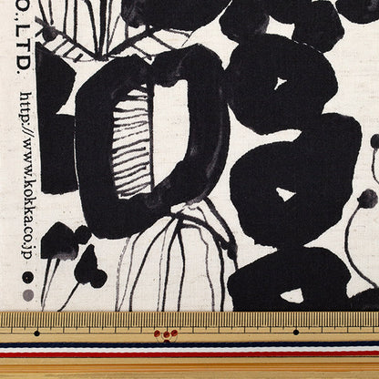 [Quantité à partir de 5] Tissu "Coton et lin"siège Linnea grand motif floral blanc yka-36060-1a" KOKKA