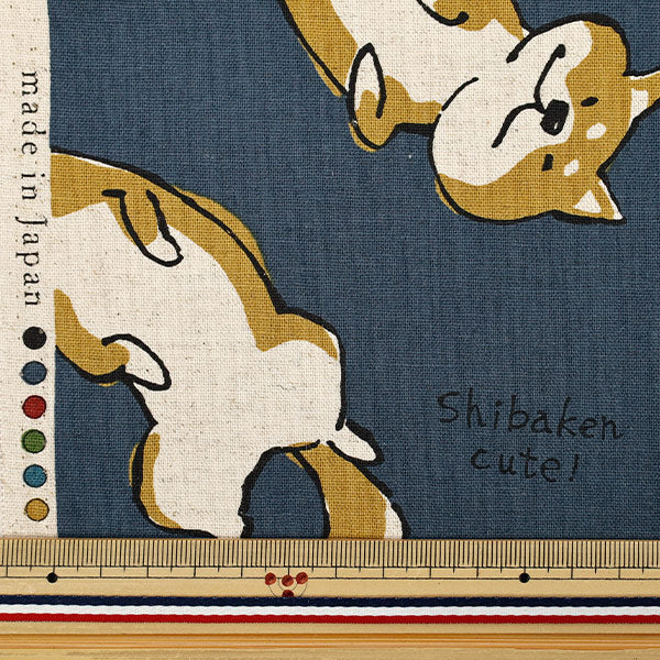 [Quantità a partire da 5] Tessuto "Animali di doodle in tela di lino in cotone navy yka-36000-2d" KOKKA