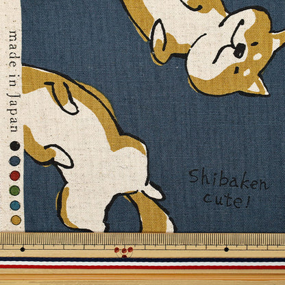 [Quantità a partire da 5] Tessuto "Animali di doodle in tela di lino in cotone navy yka-36000-2d" KOKKA