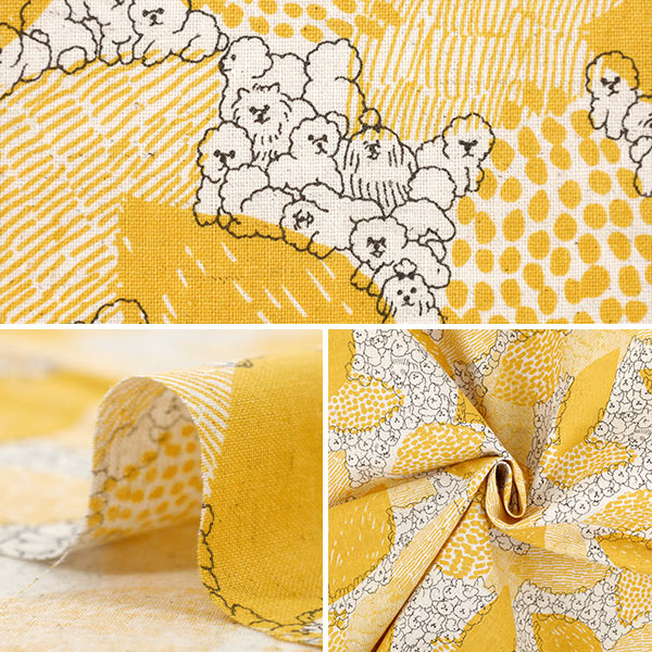 [الكمية تبدأ من 5] الأقمشة "رخام سود القطن والكتانالأغطية Bichonfrise أصفر EGX-8502-1A" KOKKA