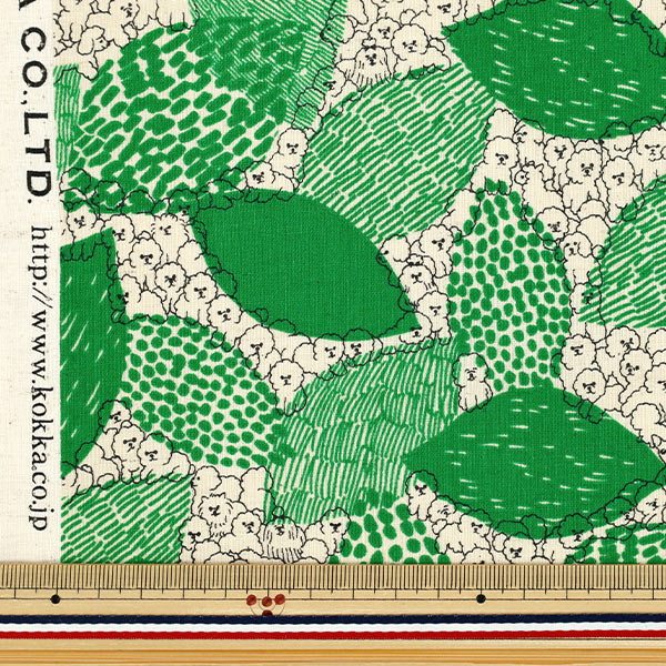 【数量5から】 生地 『marble SUD(マーブルシュッド) 綿麻シーチング BichonFrise グリーン EGX-8502-1C』 KOKKA コッカ