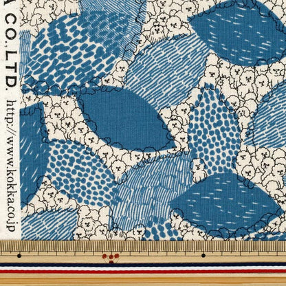 [الكمية تبدأ من 5] الأقمشة "رخام سود القطن والكتانالأغطية Bichonfrise الأزرق EGX-8502-1D" KOKKA