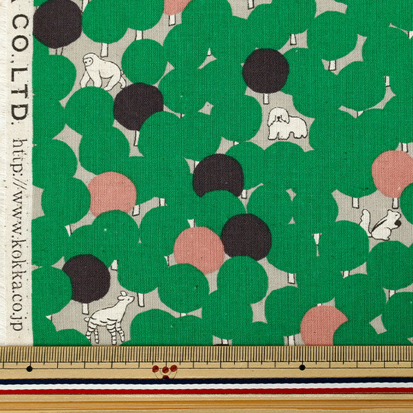 【数量5から】 生地 『marble SUD(マーブルシュッド) 綿麻シーチング tree dot グリーン EGX-8502-2B』 KOKKA コッカ