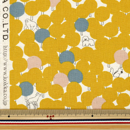 [Quantity starting from 5] Fabric "marble SUD cotton and linenSheeting tree dot yellow EGX-8502-2D" KOKKA
