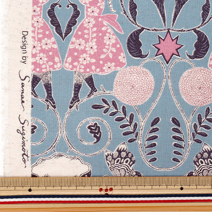 【数量5から】 生地 『綿麻シーチング Sanae Sugimoto Afternoon Fun パープル EGX-9230-2D』 KOKKA コッカ