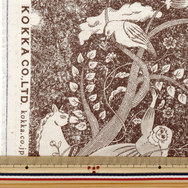 【数量5から】 生地 『綿麻シーチング Sanae Sugimoto Midnight Dream ダークブラウン EGX-9230-3B』 KOKKA コッカ