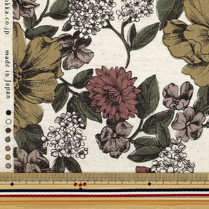 [Quantity starting from 5] Fabric "Cotton and linen"Sheeting Natural Garden Off-White YGA-86080-1A" KOKKA