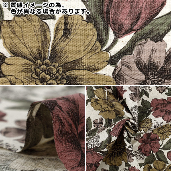 [Quantity starting from 5] Fabric "Cotton and linen"Sheeting Natural Garden Beige YGA-86080-1B" KOKKA