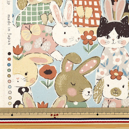 [Cantidad desde 5] Tela 『Oxford Potente patrón de conejo animal Mizuiro YGA-89000-1C" KOKKA