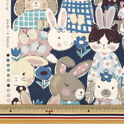 [数量5起] 织物 『牛津布 强力动物兔图案海军YGA-89000-1D" KOKKA