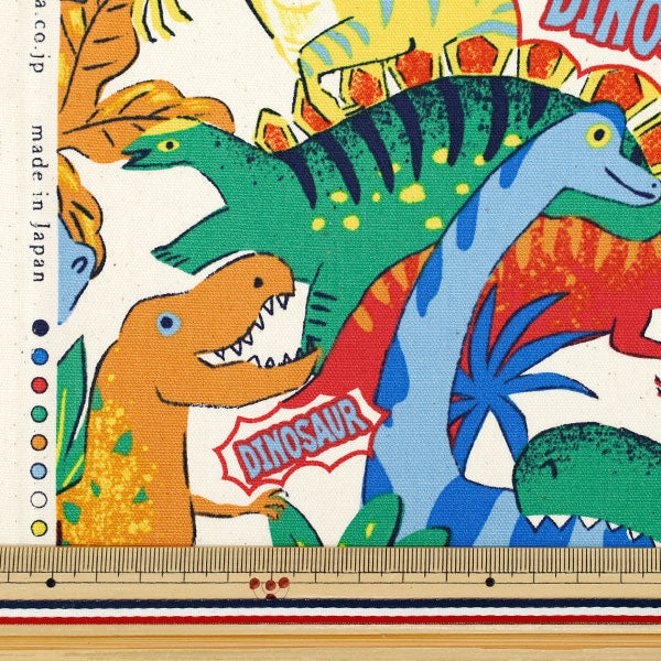 [Anzahl ab 5] Stoff 『Oxford Kraftvolles Tier-Dinosaurier-Muster Kinari YGA-89000-2A" KOKKA