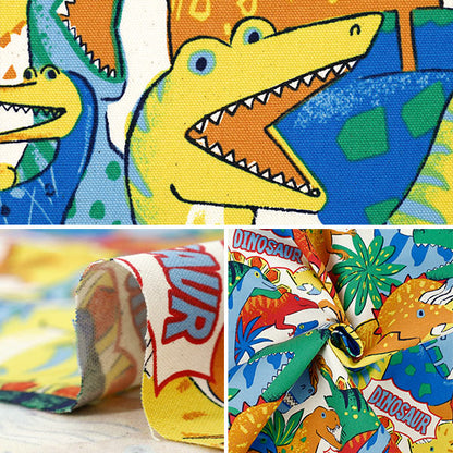 [Anzahl ab 5] Stoff 『Oxford Kraftvolles Tier-Dinosaurier-Muster Kinari YGA-89000-2A" KOKKA