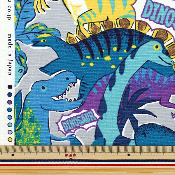 [Quantity from 5] Fabric 『Oxford Powerful Animal Dinosaur Pattern Mizuiro YGA-89000-2B" KOKKA
