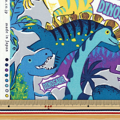 [Quantity from 5] Fabric 『Oxford Powerful Animal Dinosaur Pattern Mizuiro YGA-89000-2B" KOKKA